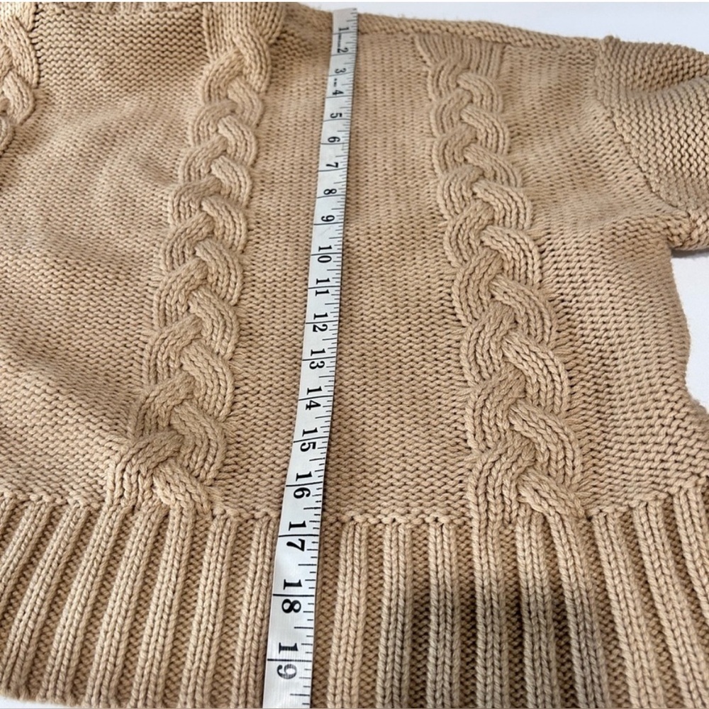 Calvin Klein Camel Knit Pullover Cozy Tan Cable Knit Turtleneck Sweater - Picture 11 of 16